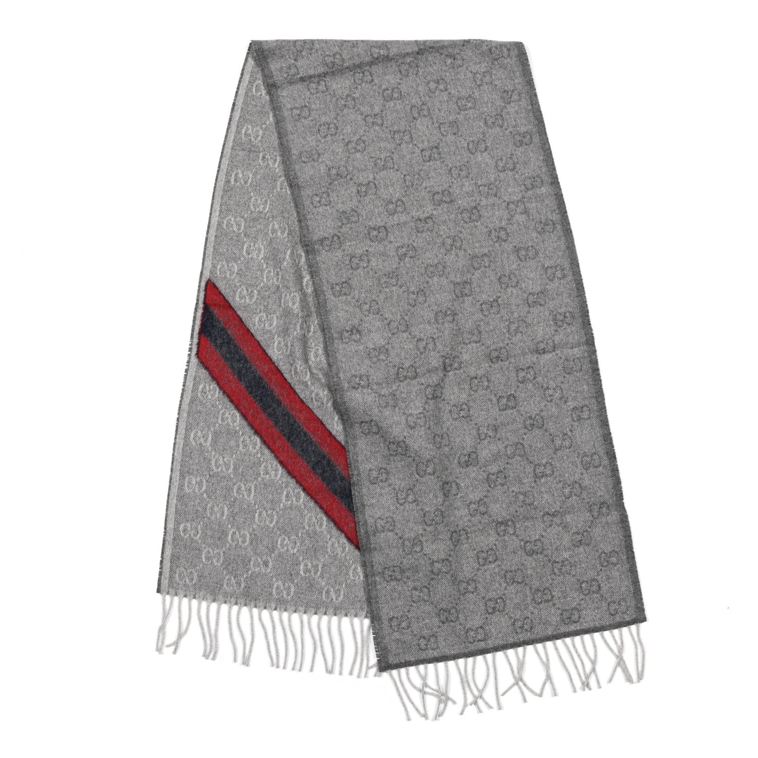 Gucci Wool Angora Monogram Web New Nikky Scarf Zinc Blue 2 of 3