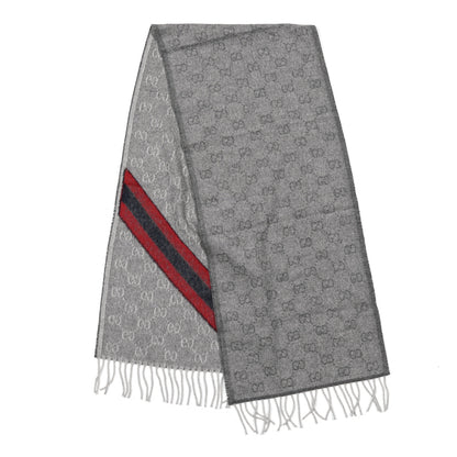 Gucci Wool Angora Monogram Web New Nikky Scarf Zinc Blue 2 of 3