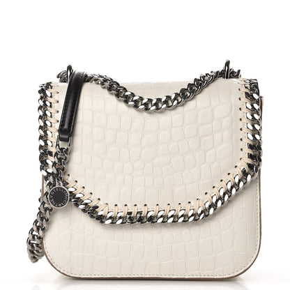 Stella McCartney Embossed Crocodile Effect Medium Falabella Box Shoulder Bag Ivory 1 of 7