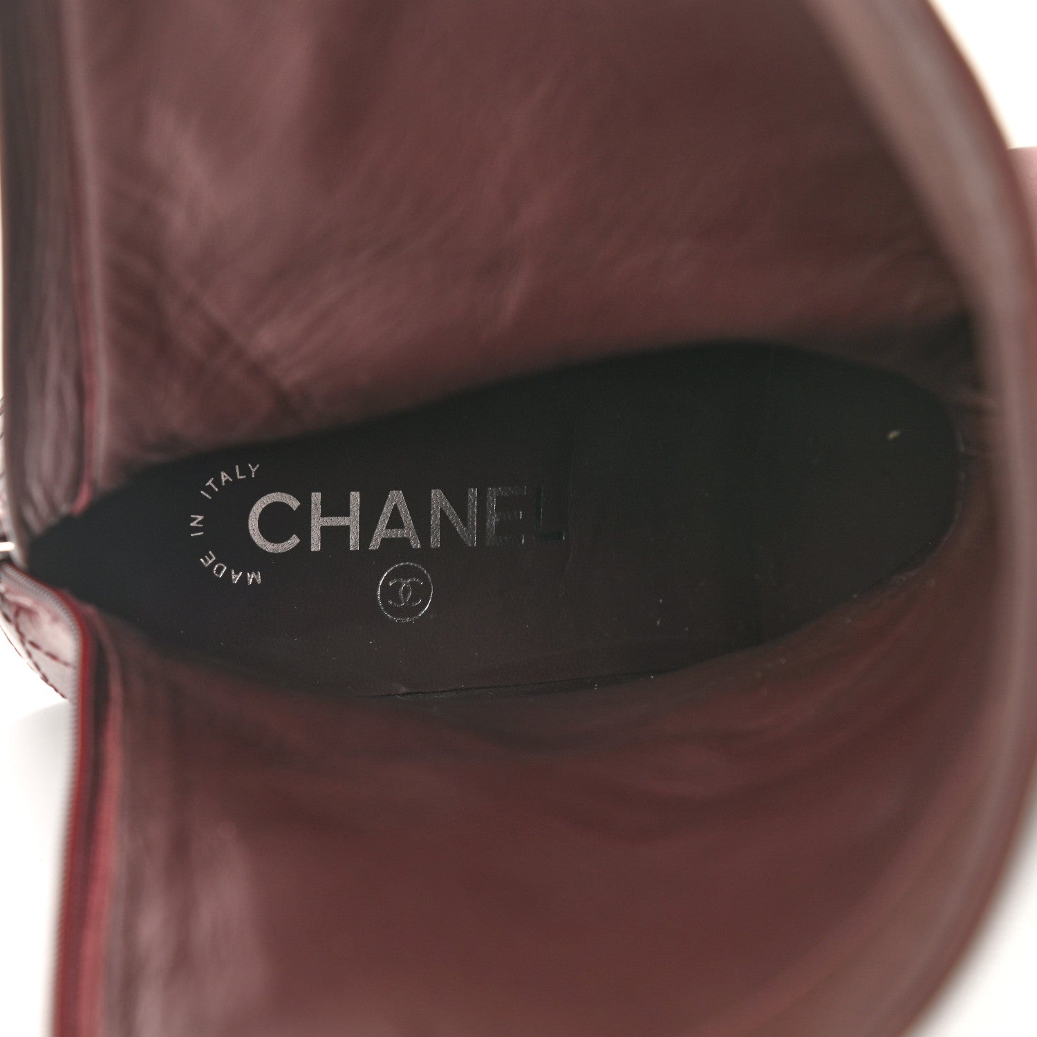 Chanel Calfskin Stitched Boots 39.5 Burgundy 8 of 8