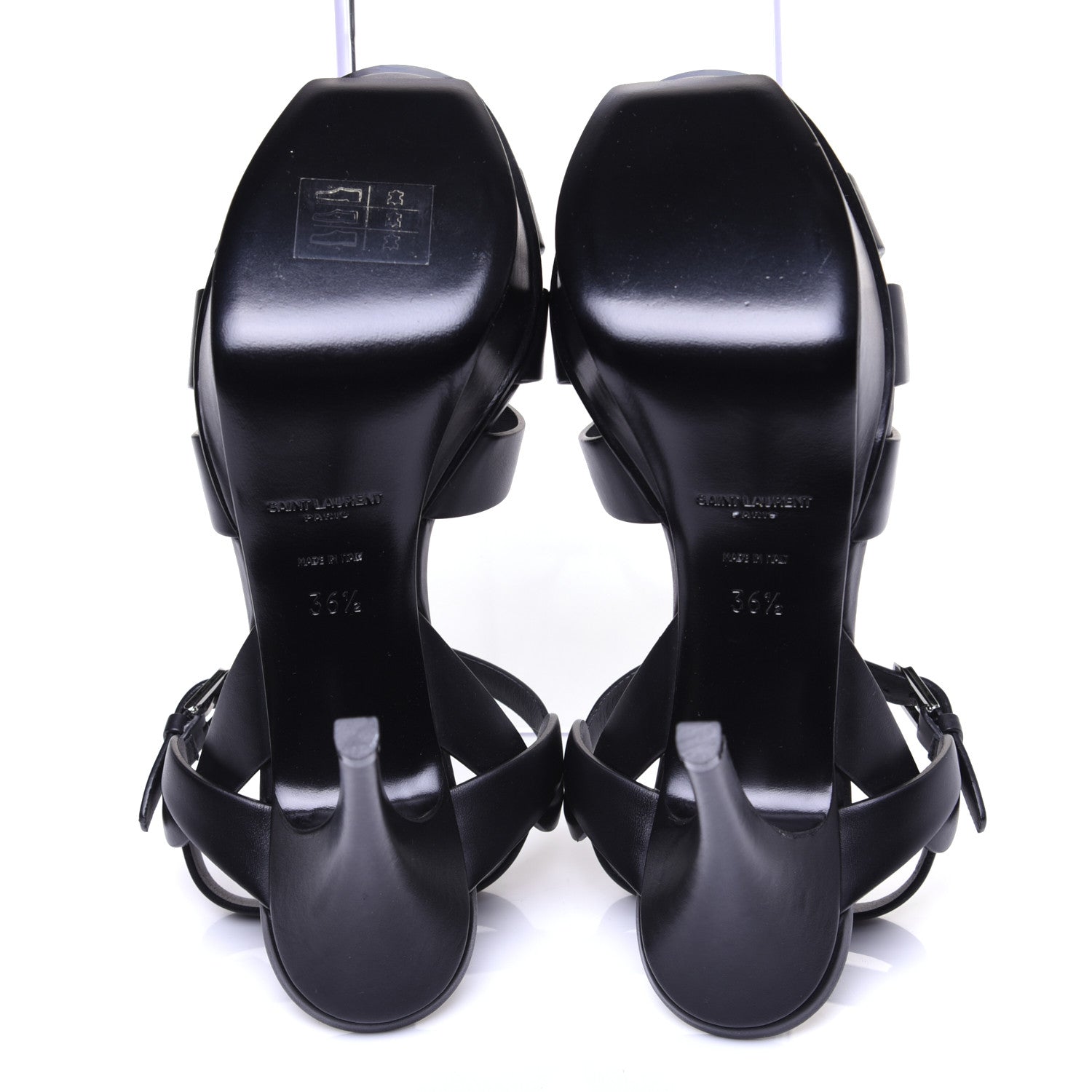 Saint Laurent Calfskin Tribute 75 Platform Sandals 36.5 Black 8 of 10