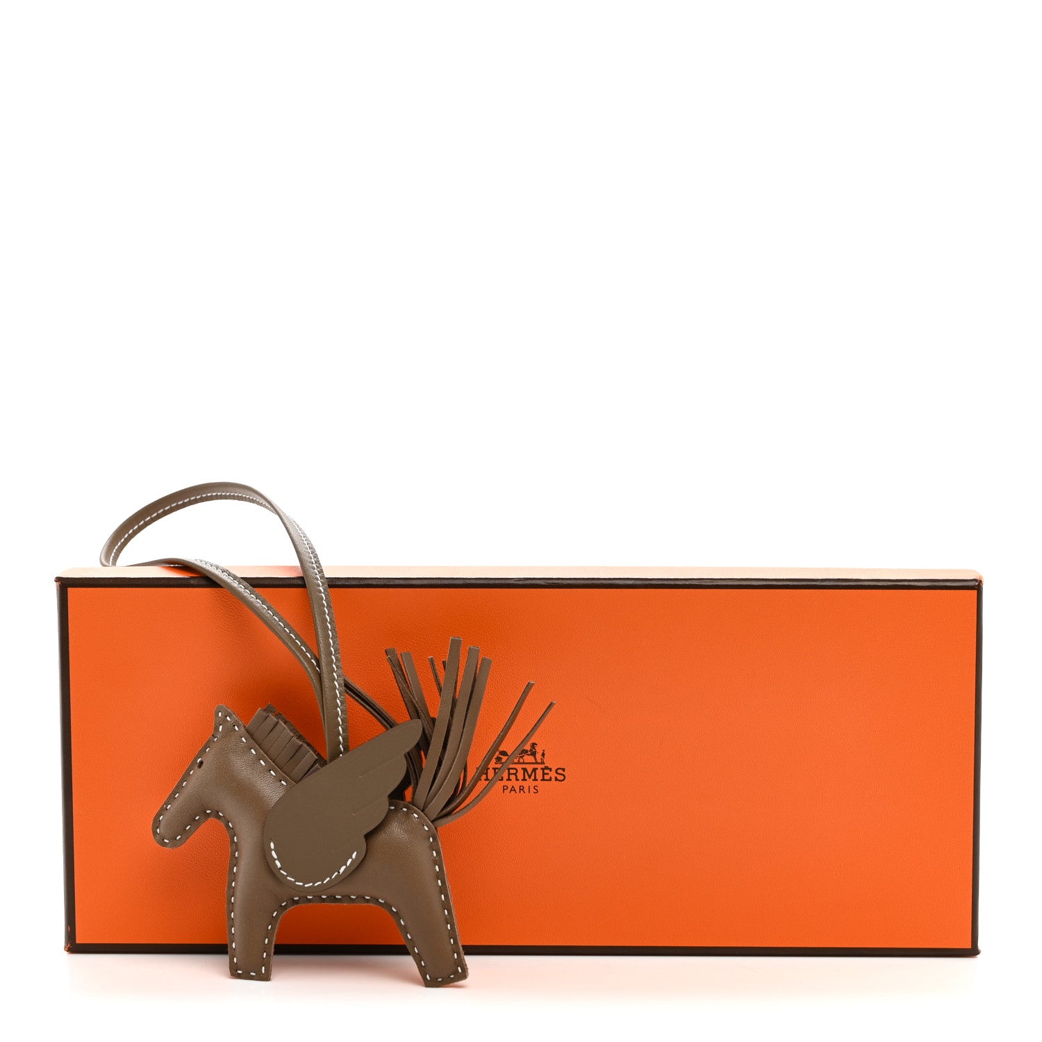 Hermes Milo Lambskin Grigri Rodeo Pegase Horse Bag Charm PM Etoupe 5 of 5