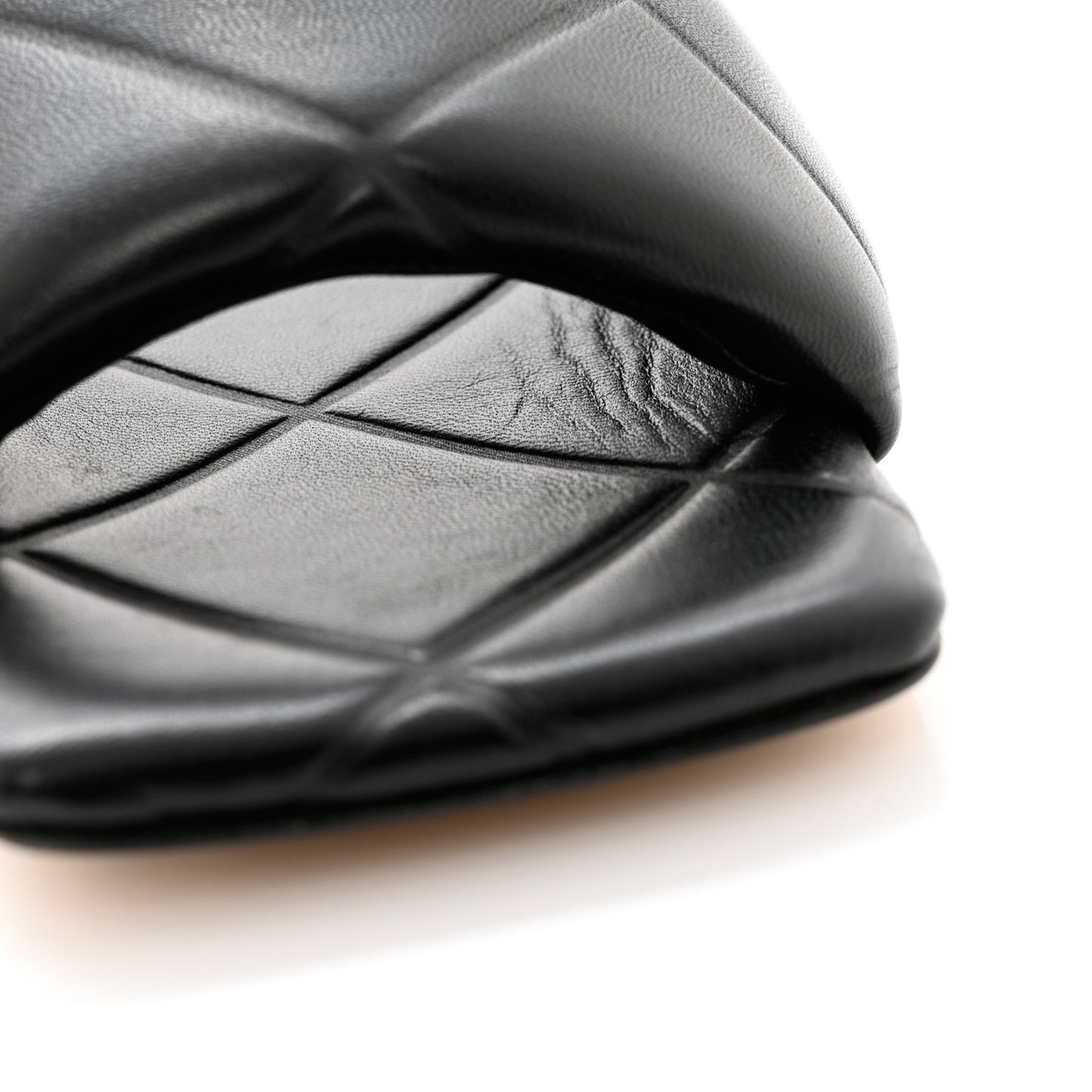 Nappa Quilted Rubber Lido Flat Sandals 36 Black