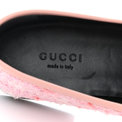 Gucci Wool Tweed Horsebit Womens Jordaan Loafers 36 Pink White Perfect Pink 6 of 8
