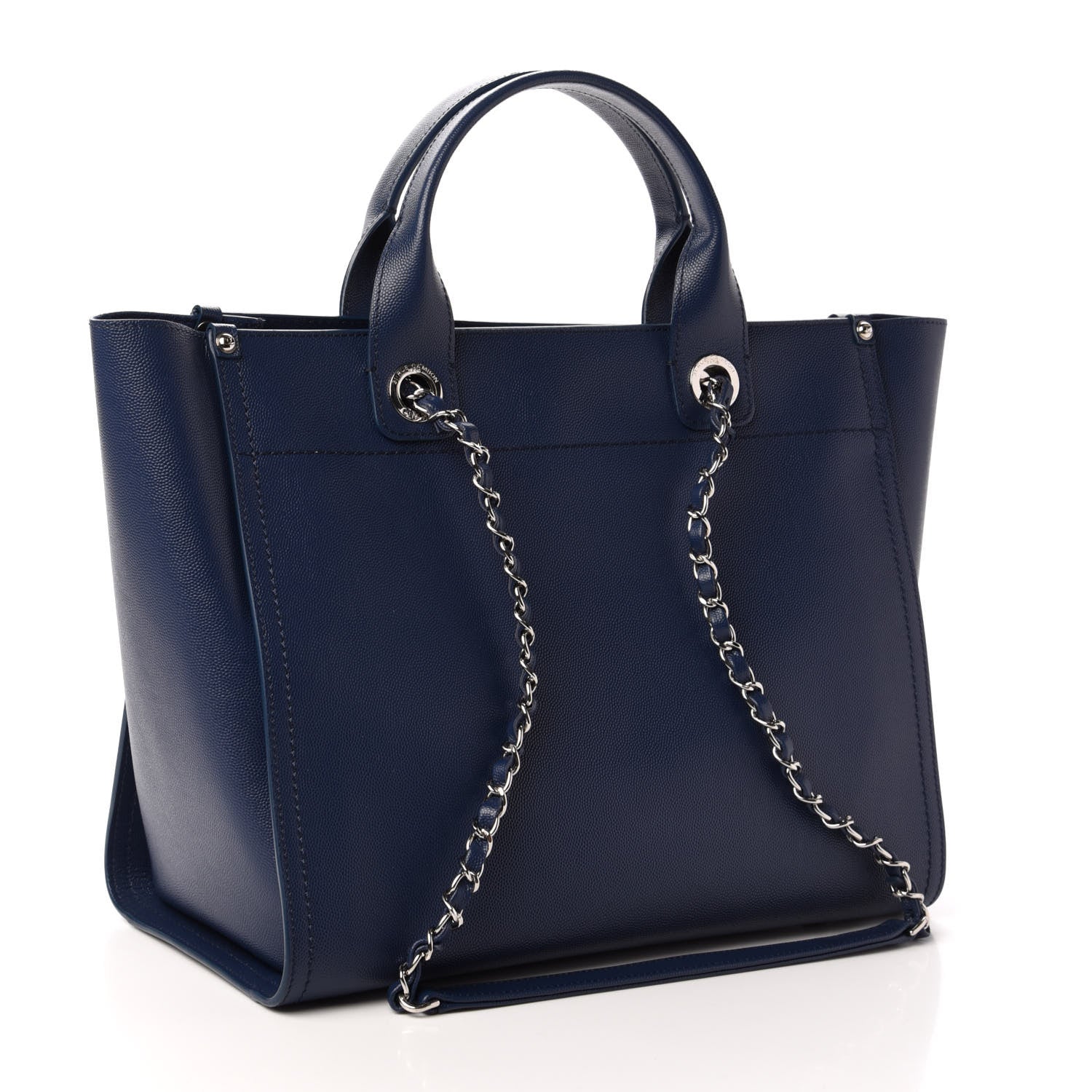 Chanel Caviar Small Studded Deauville Tote Navy 3 of 8
