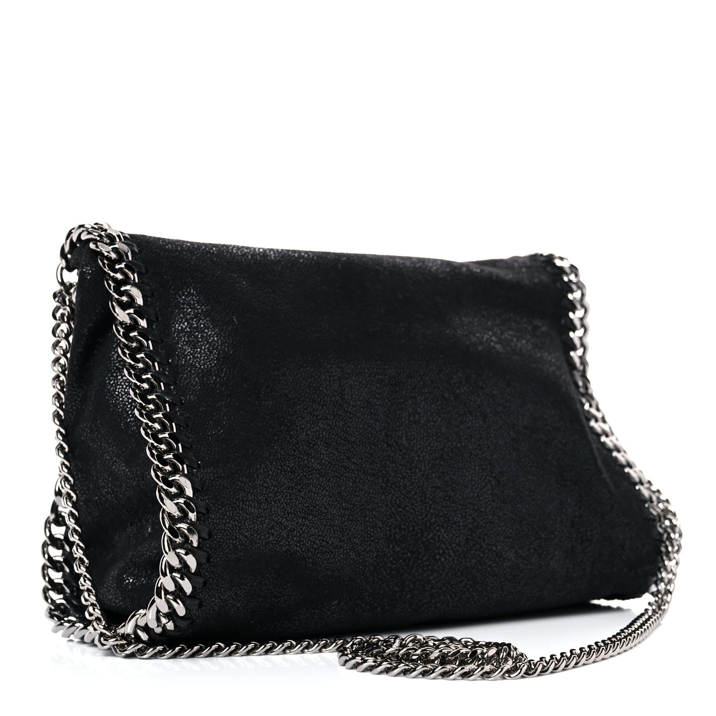 X ED CURTIS Shaggy Deer Logo Embroidered Mini Falabella Fold Over Tote Black