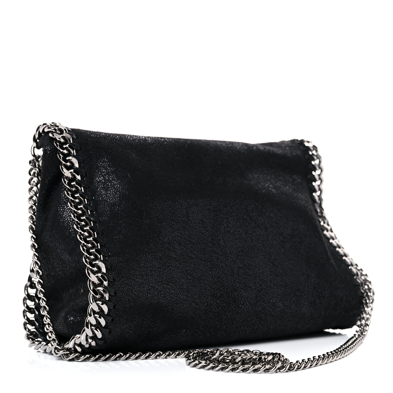 Stella McCartney X ED CURTIS Shaggy Deer Logo Embroidered Mini Falabella Fold Over Tote Black 4 of 9