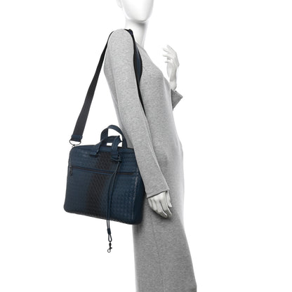 Bottega Veneta Nappa Intrecciato Medium Briefcase Blue Black 2 of 13