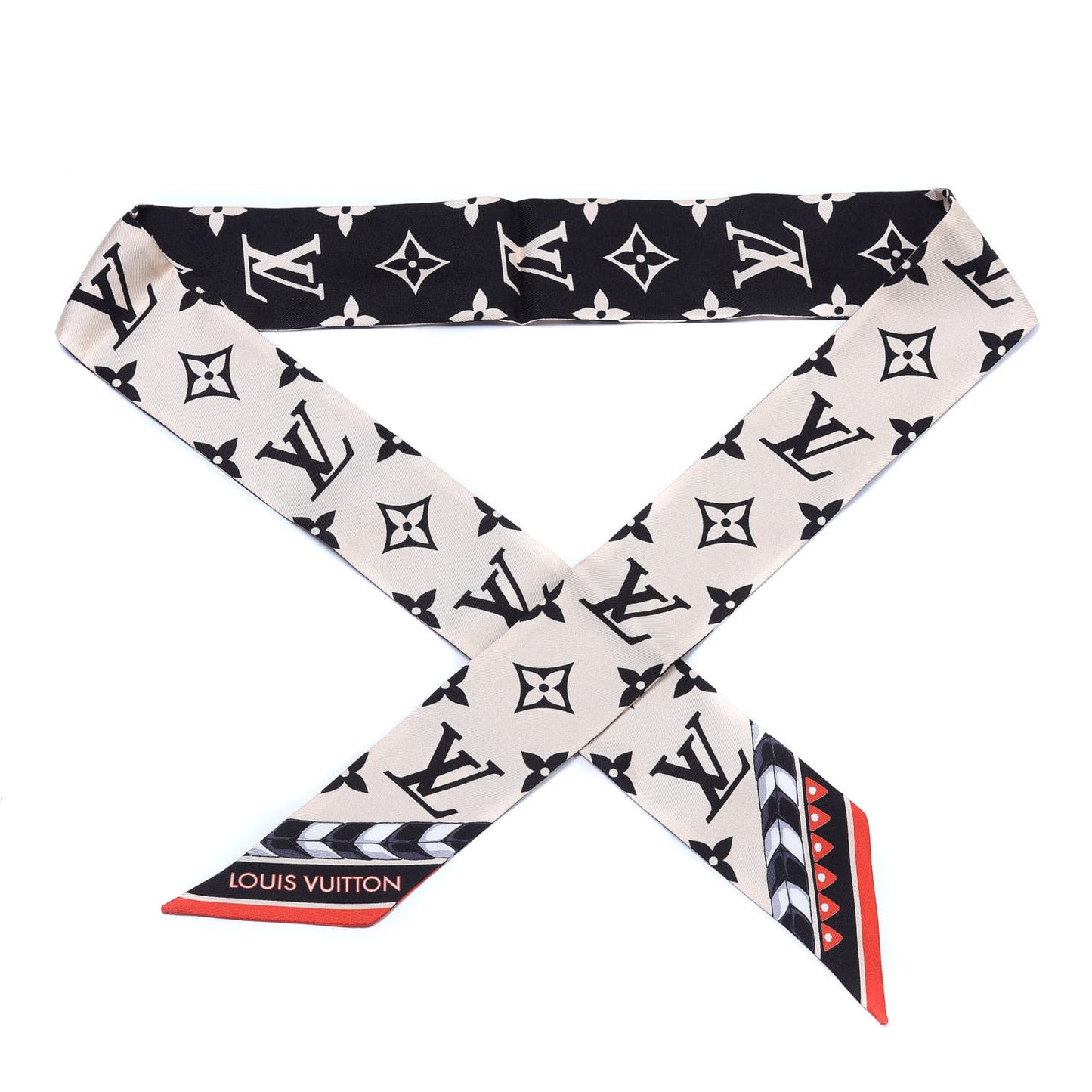 Silk Monogram LV Crafty Bi Color BB Bandeau Black Cream