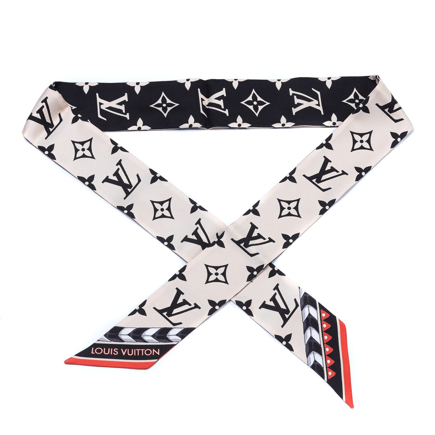 Louis Vuitton Silk Monogram LV Crafty Bi Color BB Bandeau Black Cream 2 of 3