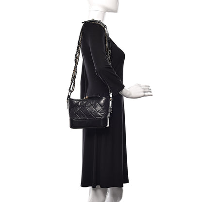Chanel Aged Calfskin Quilted Small Gabrielle Hobo Black 2 of 14