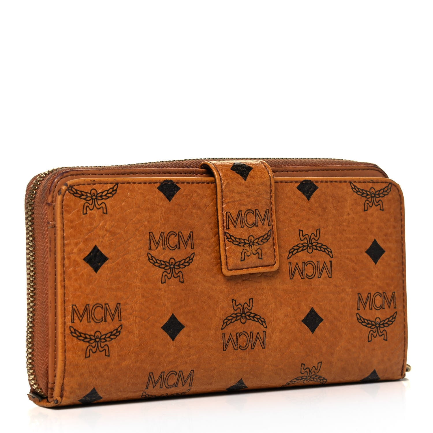 MCM Visetos Large Zip Around Wallet Cognac 3 of 9