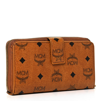 MCM Visetos Large Zip Around Wallet Cognac 3 of 9