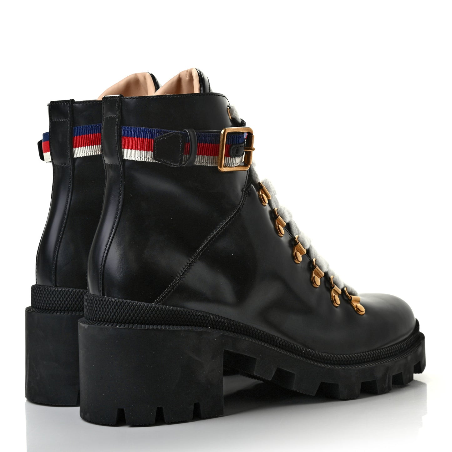 Calfskin Sylvie Web Womens Lace Up Combat Boots 38 Black