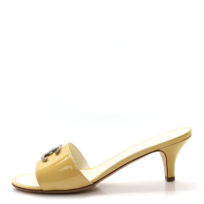 Chanel Patent Calfskin CC Mules 38.5 Beige 1 of 10