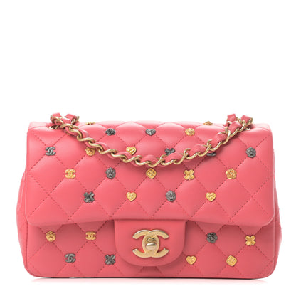 Chanel Lambskin Quilted Studded Mini Rectangular Flap Pink 1 of 11
