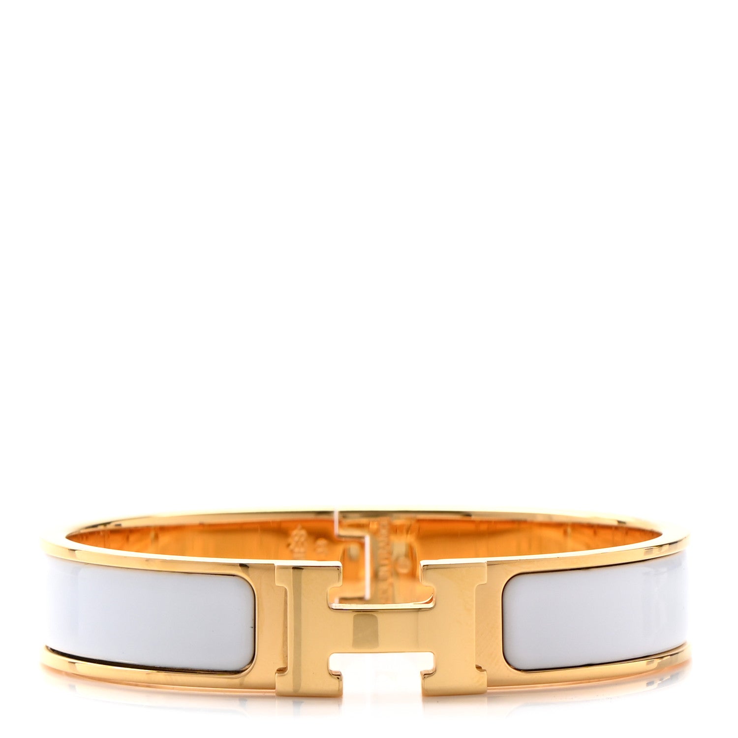 Hermes Enamel Narrow Clic Clac H Bracelet PM White 1 of 4