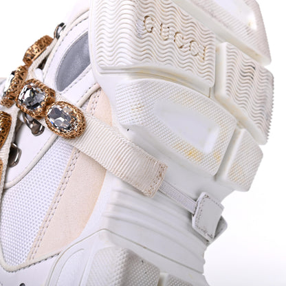 Gucci X SEGA Mesh Calfskin Suede Removable Crystals Womens Flashtrek Sneakers 38.5 Great White 12 of 23