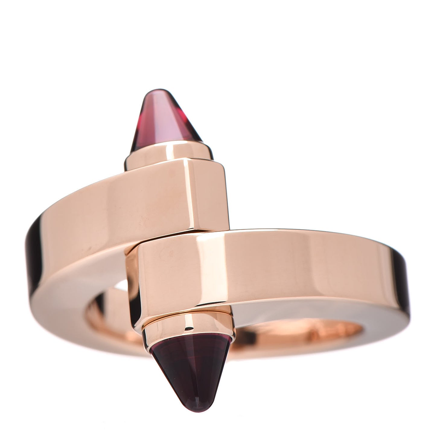 18K Pink Gold Rhodolite Garnet Menotte Bypass Ring 50 5.25