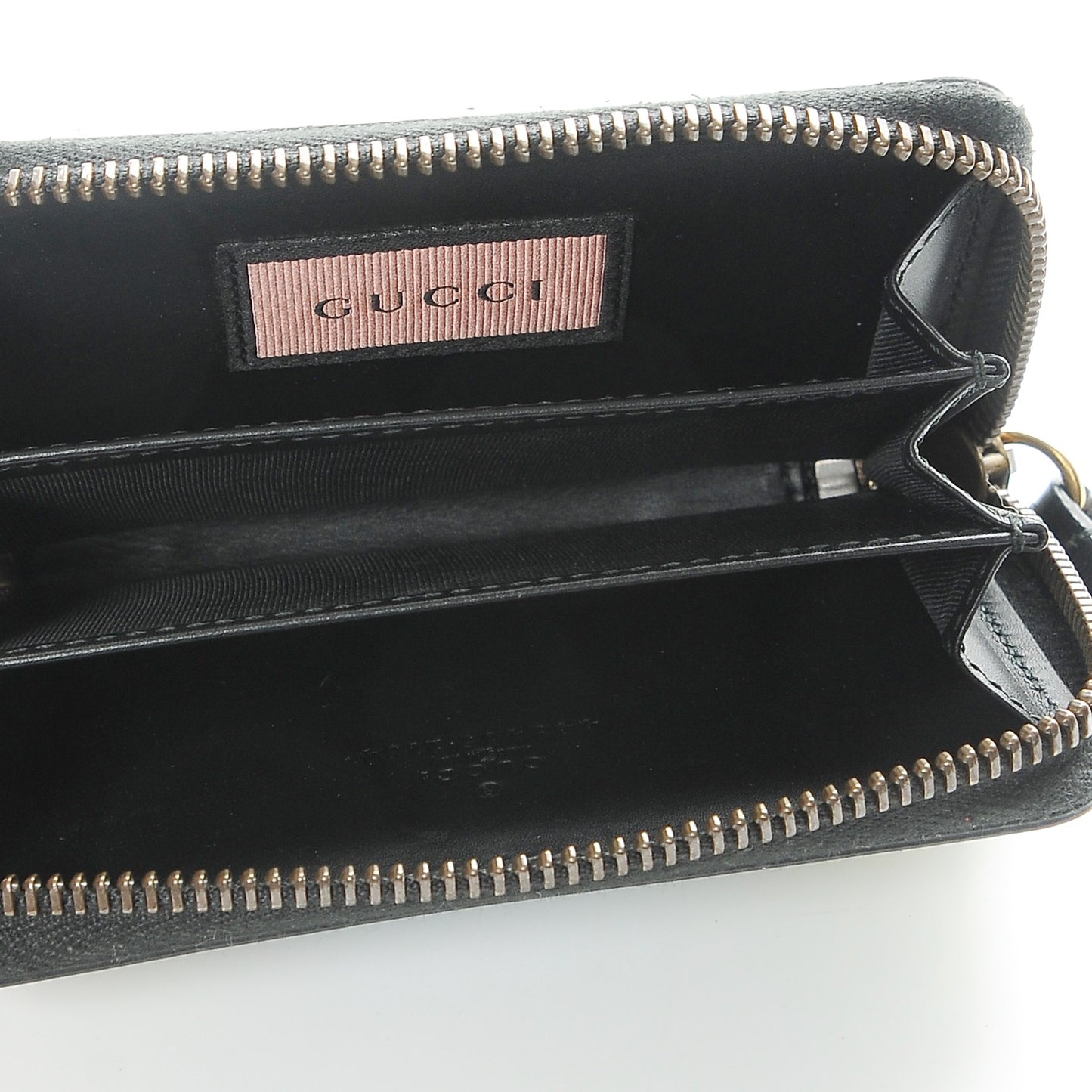 Calfskin GucciGhost Zip Around Card Case Black New Acquamarine