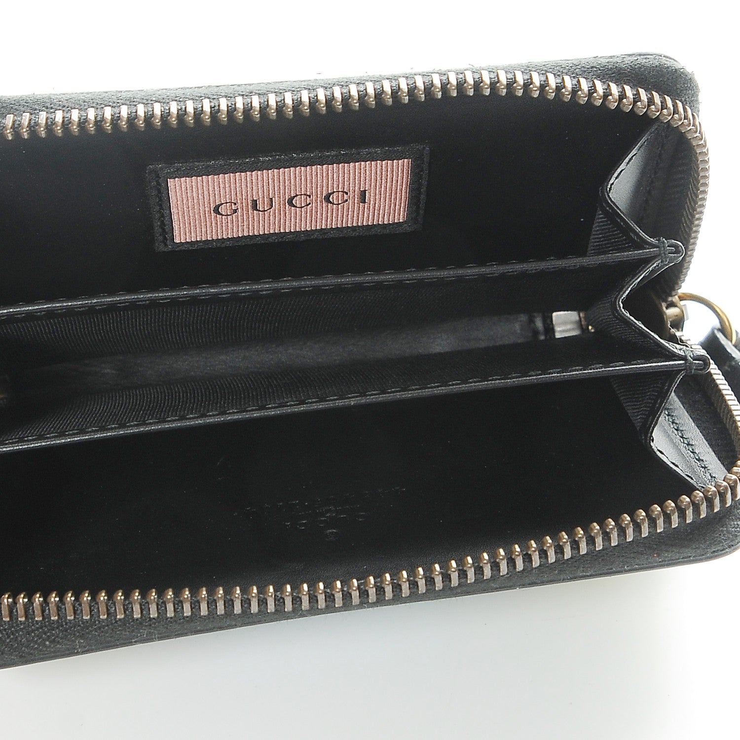 Gucci Calfskin GucciGhost Zip Around Card Case Black New Acquamarine 5 of 8