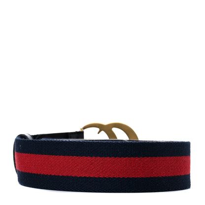 Gucci Nylon Calfskin Double G Web 40mm Belt 90 36 Blue Red Black 2 of 7