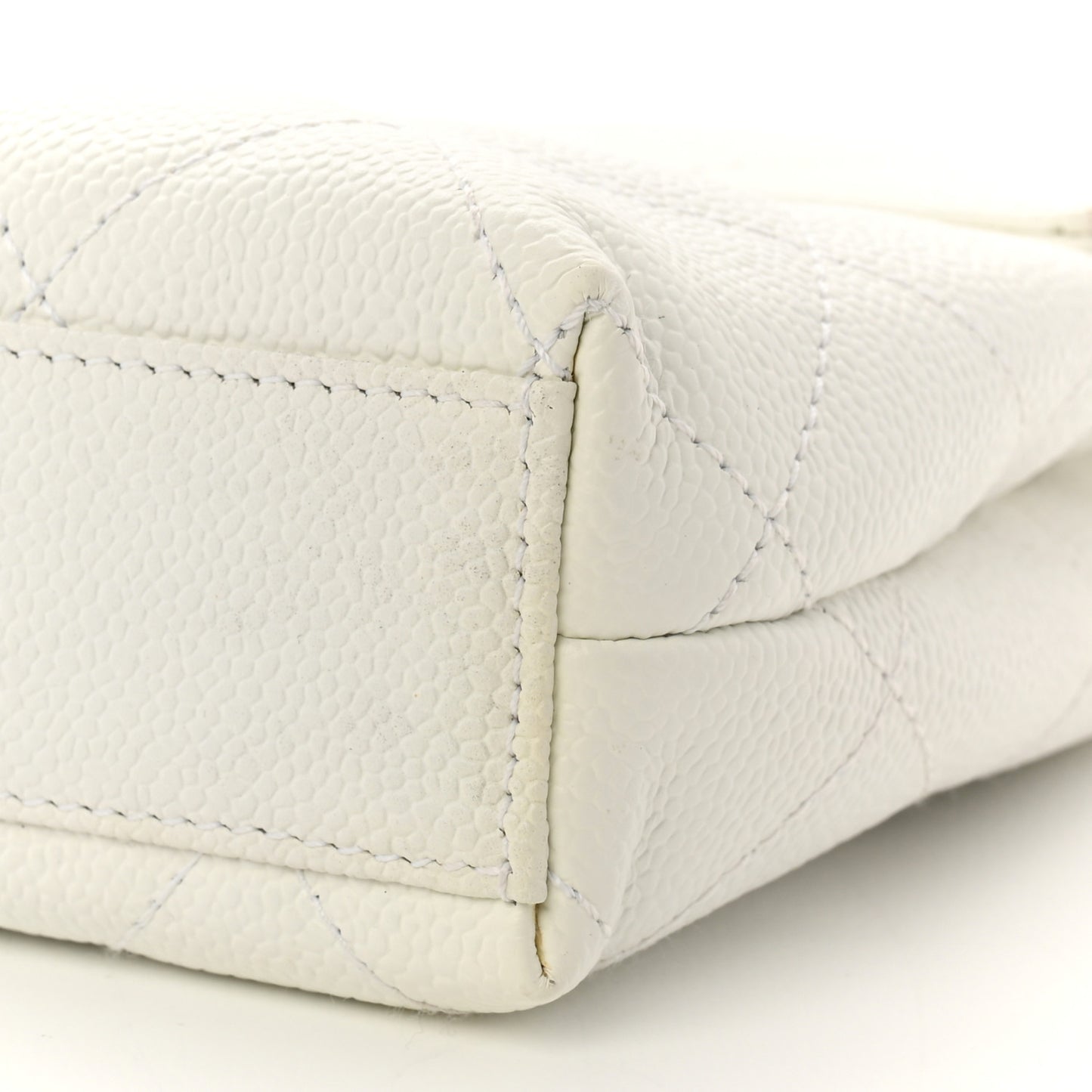 Caviar Quilted Tote With Clutch White