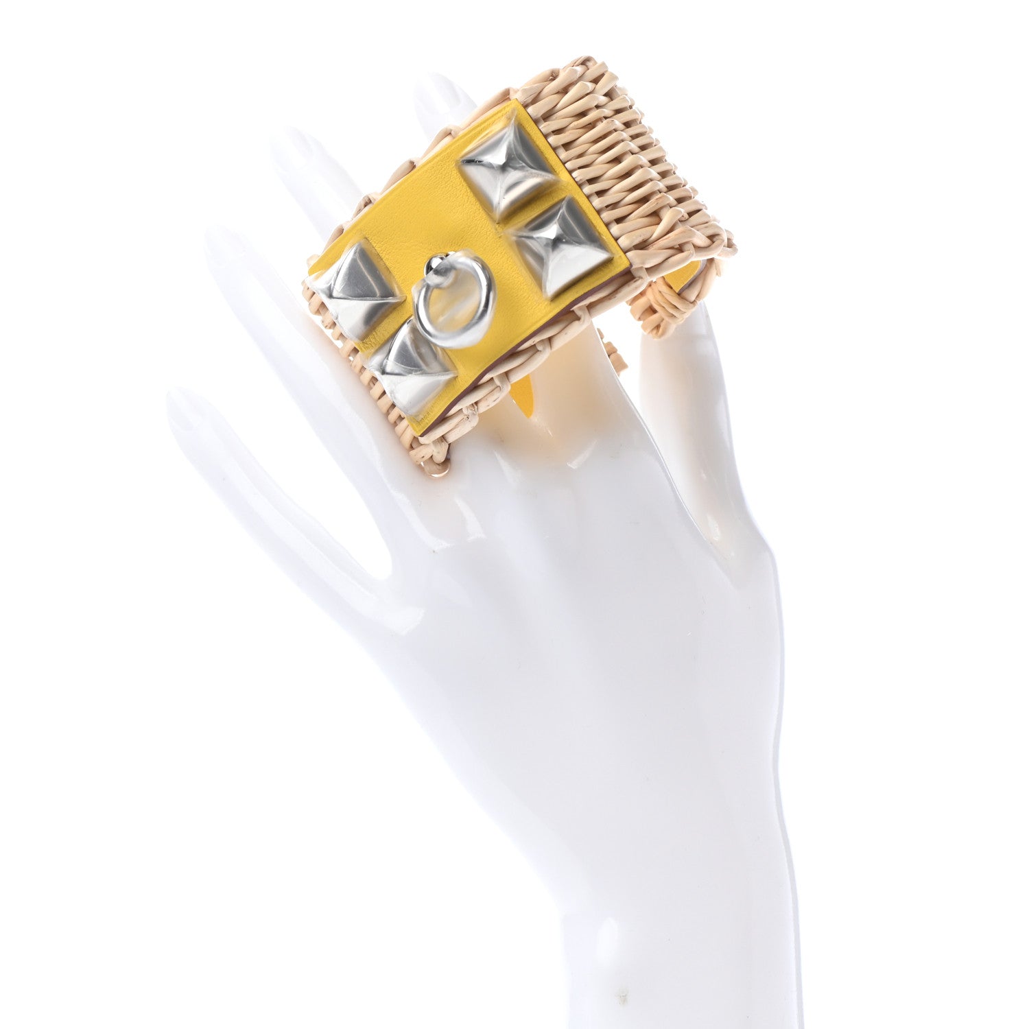 Hermes Barenia Osier Collier De Chien CDC Picnic Bracelet T3 Jaune De Naples 2 of 6