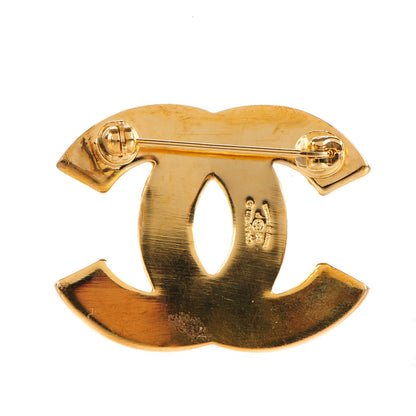 Chanel Crystal CC Brooch Pin Gold Pink 3 of 5