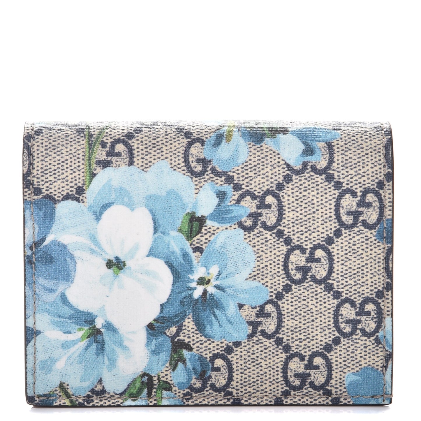 GG Supreme Monogram Blooms Card Case Beige Blue Navy Hibiscus Red