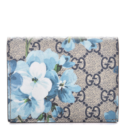 Gucci GG Supreme Monogram Blooms Card Case Beige Blue Navy Hibiscus Red 1 of 8