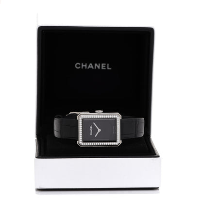 Chanel Stainless Steel Alligator Diamond Bezel 21mm Boy-Friend Quartz Watch Black 5 of 5
