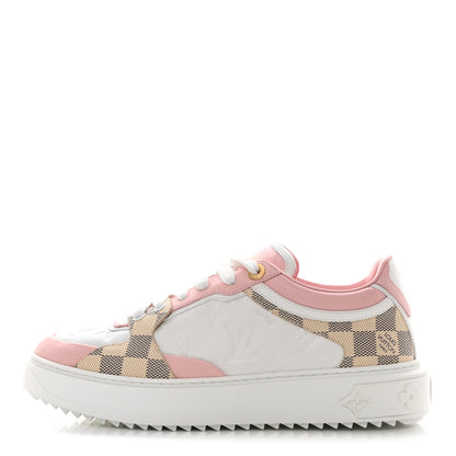 Louis Vuitton Monogram Embossed Calfskin Damier Azur Time Out Sneakers 40 Rose Clair Pink 1 of 10