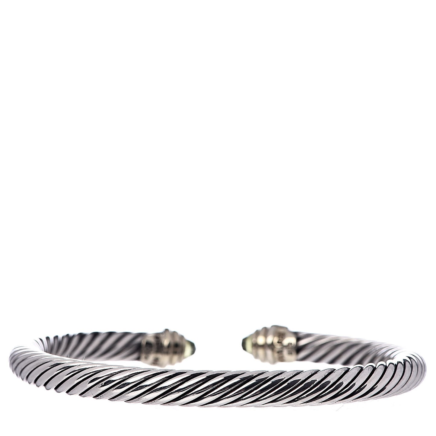 Sterling Silver 14K Yellow Gold Peridot 5mm Cable Classics Petite Color Bracelet