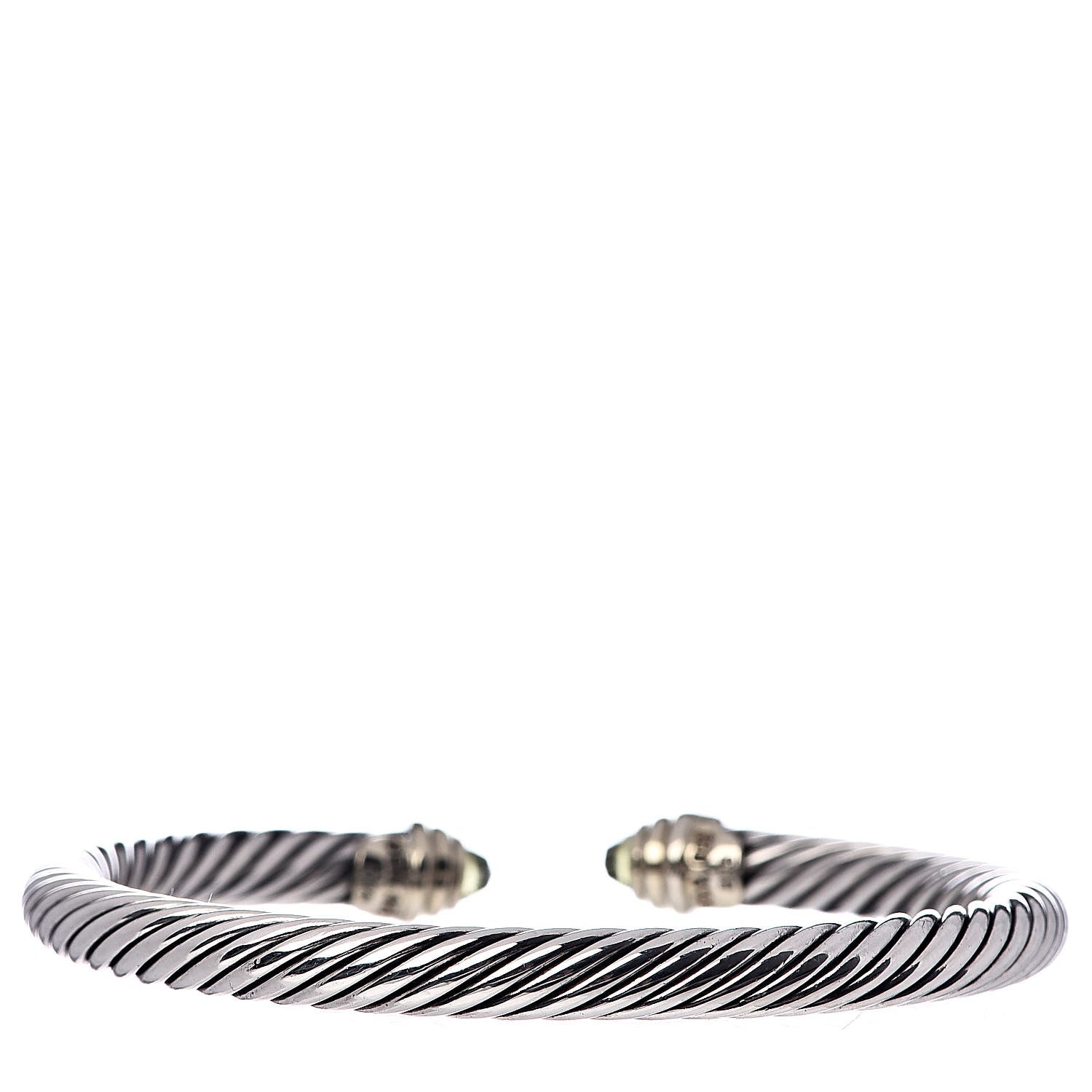 David Yurman Sterling Silver 14K Yellow Gold Peridot 5mm Cable Classics Petite Color Bracelet 3 of 4