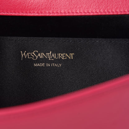 Saint Laurent Goatskin Monogram Large Belle De Jour Clutch Lipstick Fuchsia 6 of 8