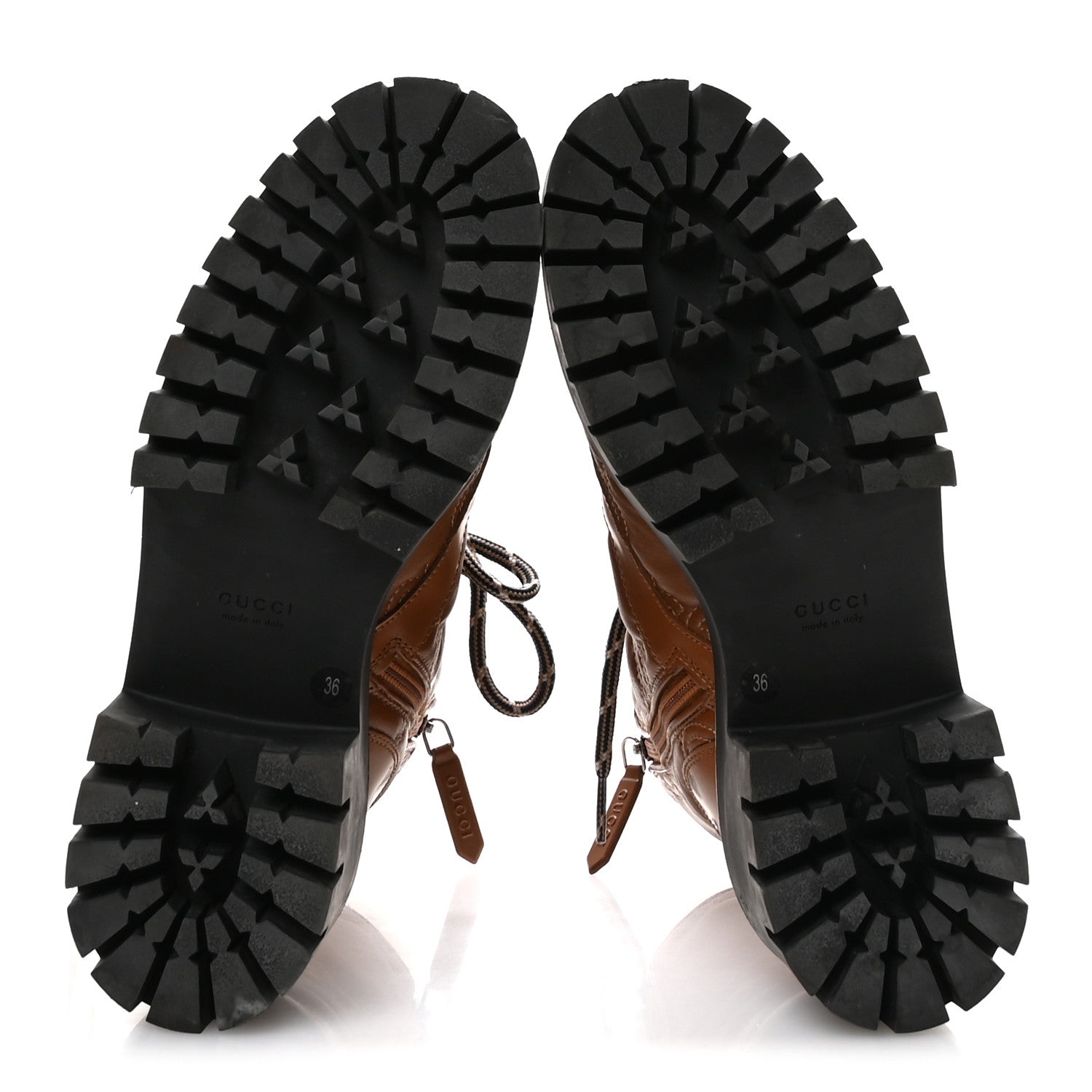 Gucci Cordovan Lux Nappa GG Matelasse Lace Up 60mm Combat Boots 36 Dark Hazel Brown 6 of 9