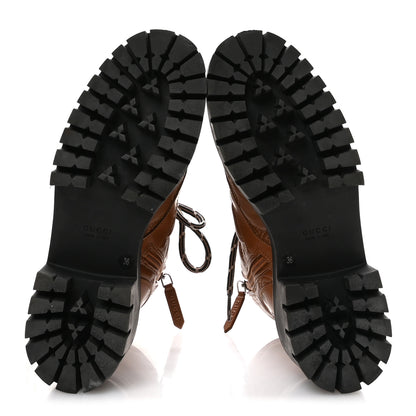 Gucci Cordovan Lux Nappa GG Matelasse Lace Up 60mm Combat Boots 36 Dark Hazel Brown 6 of 9