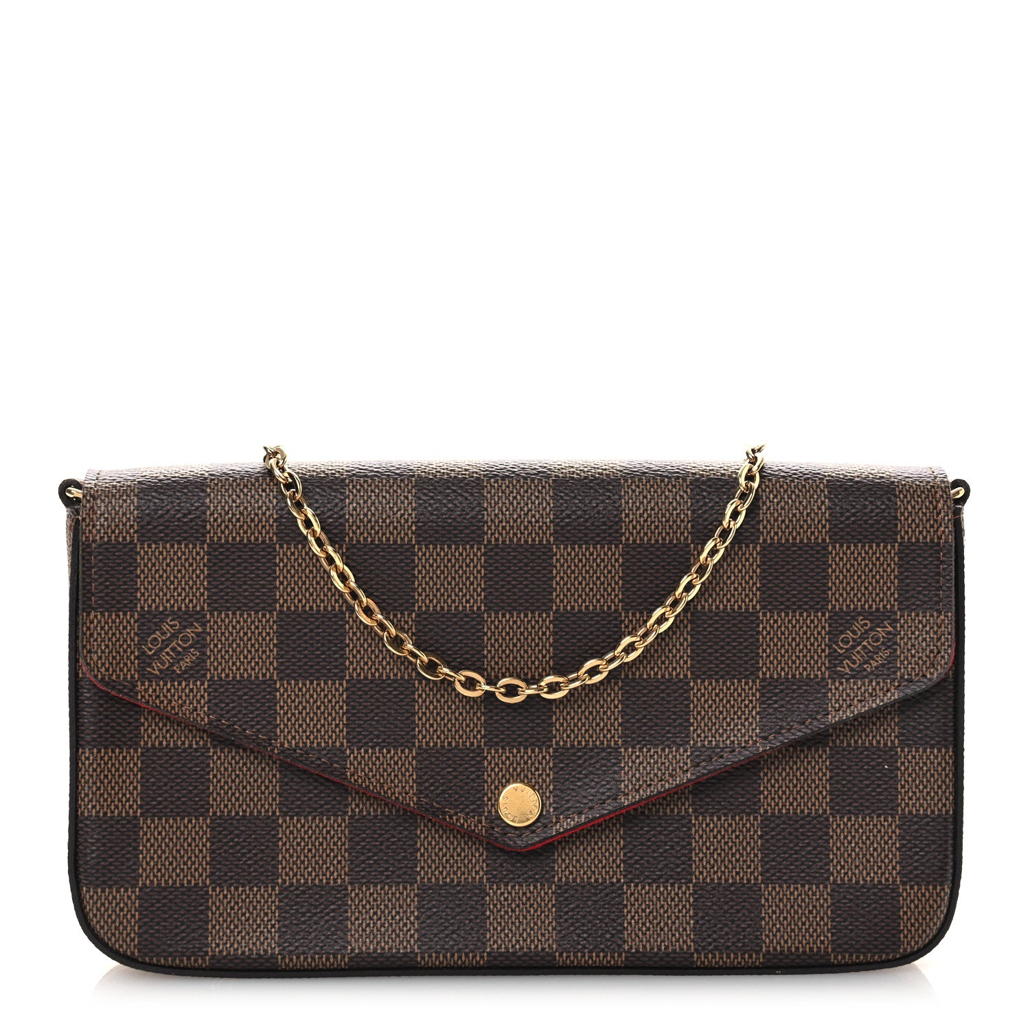 Louis Vuitton Damier Ebene Pochette Felicie Chain Wallet 1 of 13