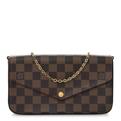 Louis Vuitton Damier Ebene Pochette Felicie Chain Wallet 1 of 13