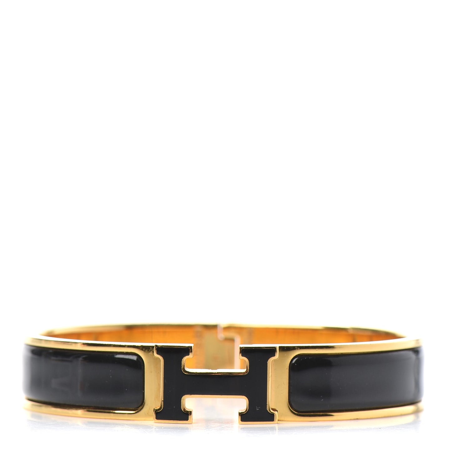 Enamel Narrow Clic Clac H Bracelet PM Black