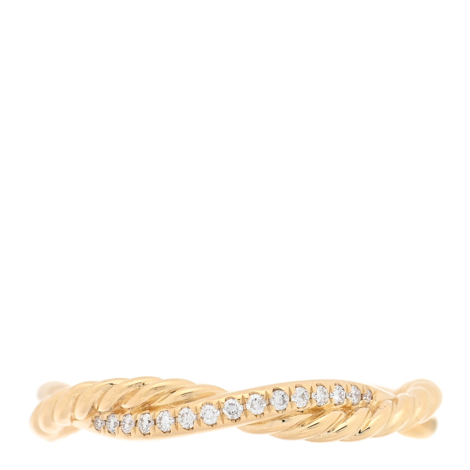 David Yurman 18K Yellow Gold Diamond Petite Infinity Twisted Ring 61 9.5 1 of 5
