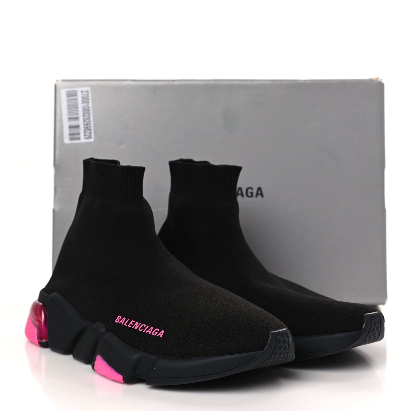 Neoprene Knit Womens Speed Clear Sole Sneakers 39 Black Pink Fluo
