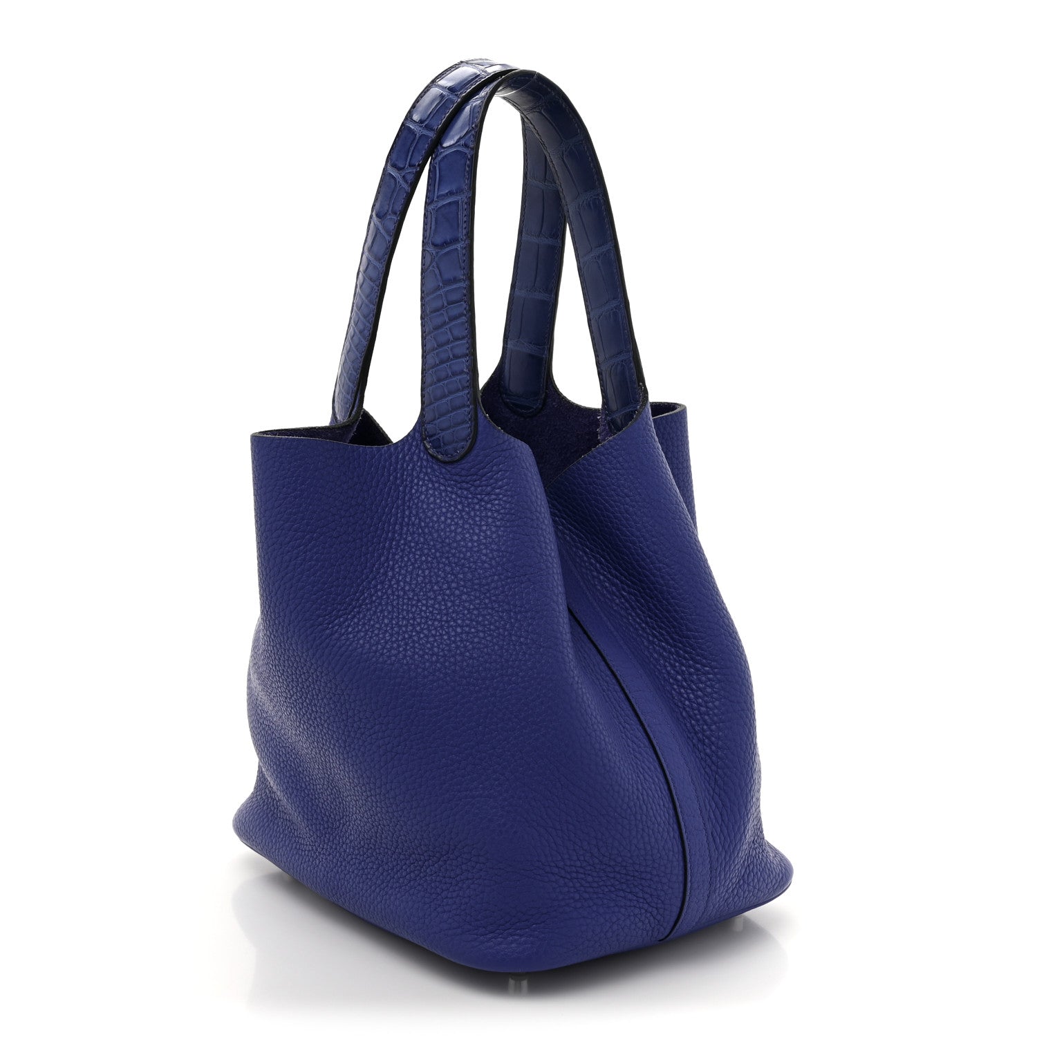 Hermes Taurillon Clemence Matte Alligator Picotin Lock Touch 22 MM Bleu Electrique 3 of 12