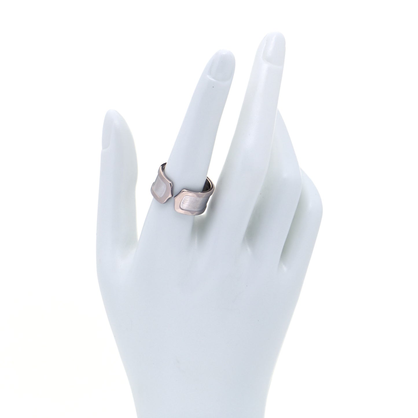 18K White Gold 10mm Logo De Cartier Ring 58 8.5