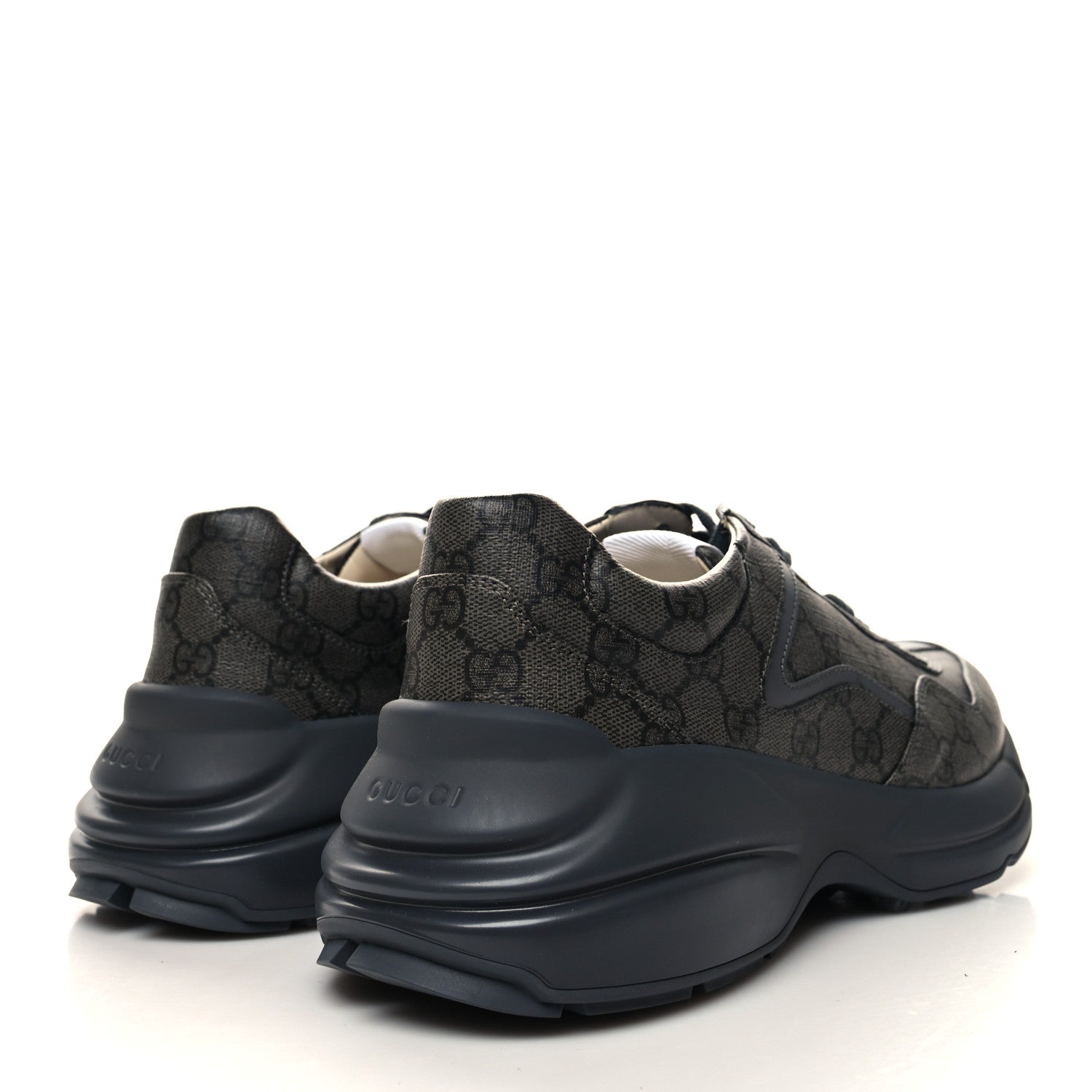 Gucci GG Supreme Monogram Apollo Calfskin Mens Rhyton Sneakers 10 Grey Black Graphite Grey 4 of 9