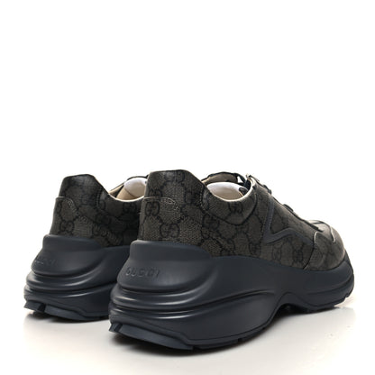 Gucci GG Supreme Monogram Apollo Calfskin Mens Rhyton Sneakers 10 Grey Black Graphite Grey 4 of 9