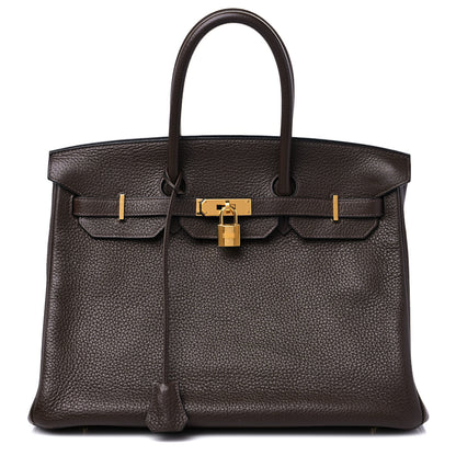 Hermes Taurillon Clemence Birkin 35 Chocolate 1 of 14