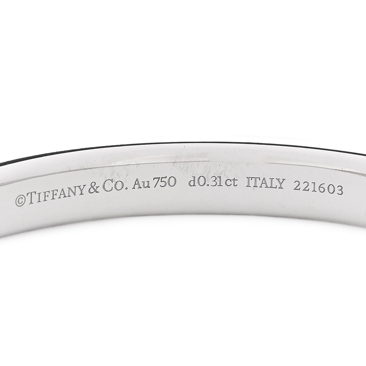 Tiffany 18K White Gold Diamond Tiffany Lock Bangle Bracelet 3 of 5