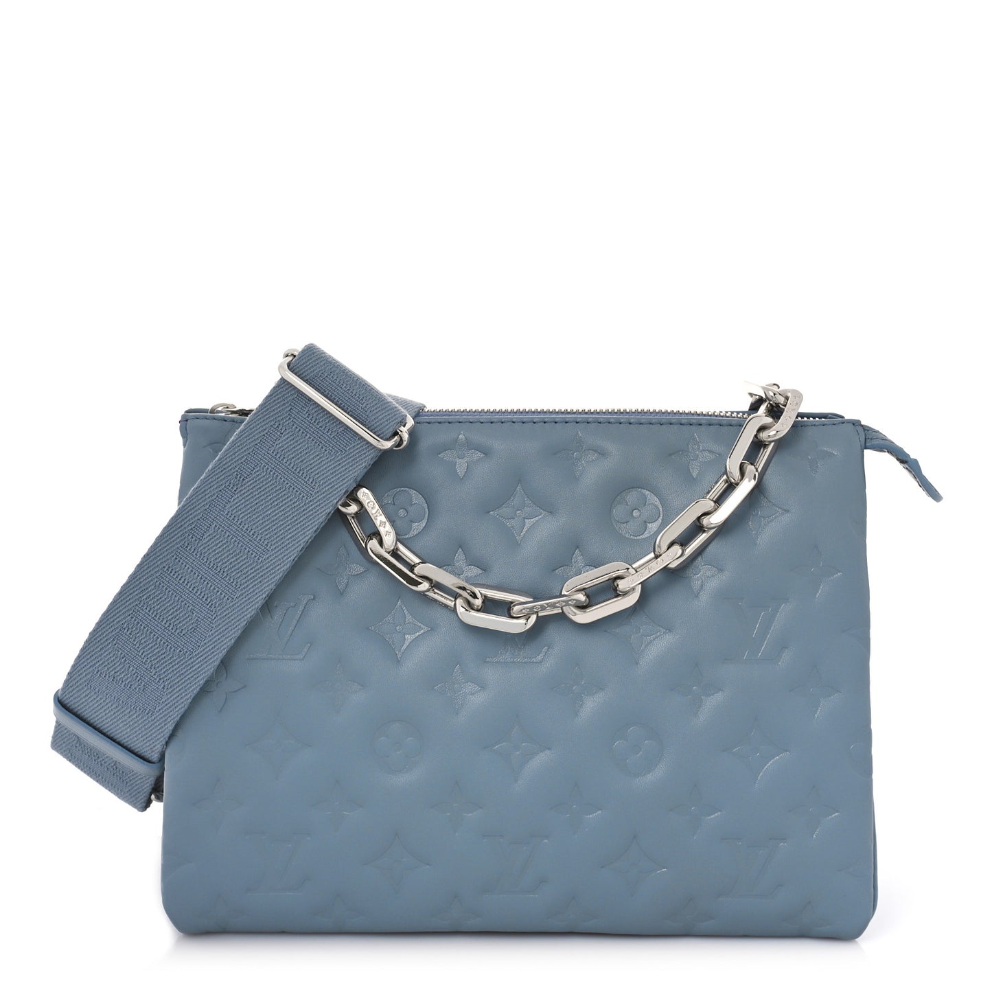 Lambskin Embossed Monogram Coussin PM Blue Glacier